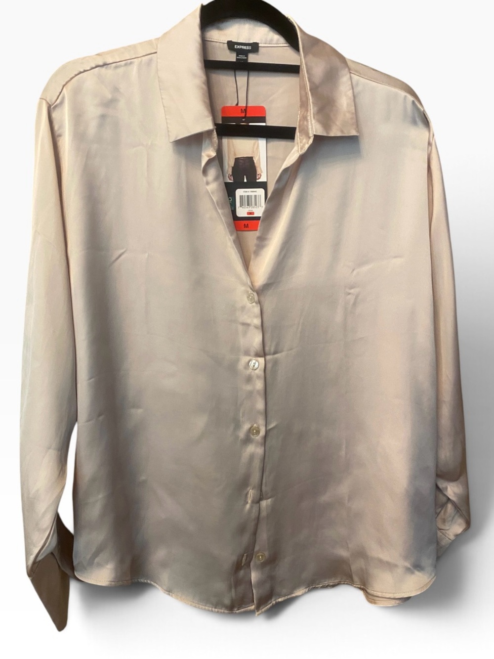 Express Women’s Beige Cream Button Up Oversized Shirt New size medium